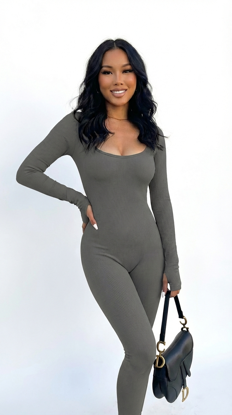 Women's Seamless Long-Sleeve Yoga Jumpsuit